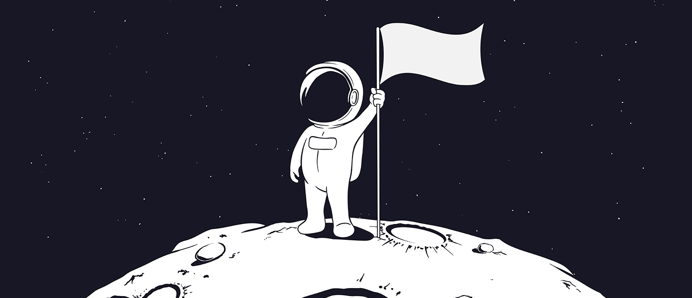 a cartoon of an astronaut on the moon